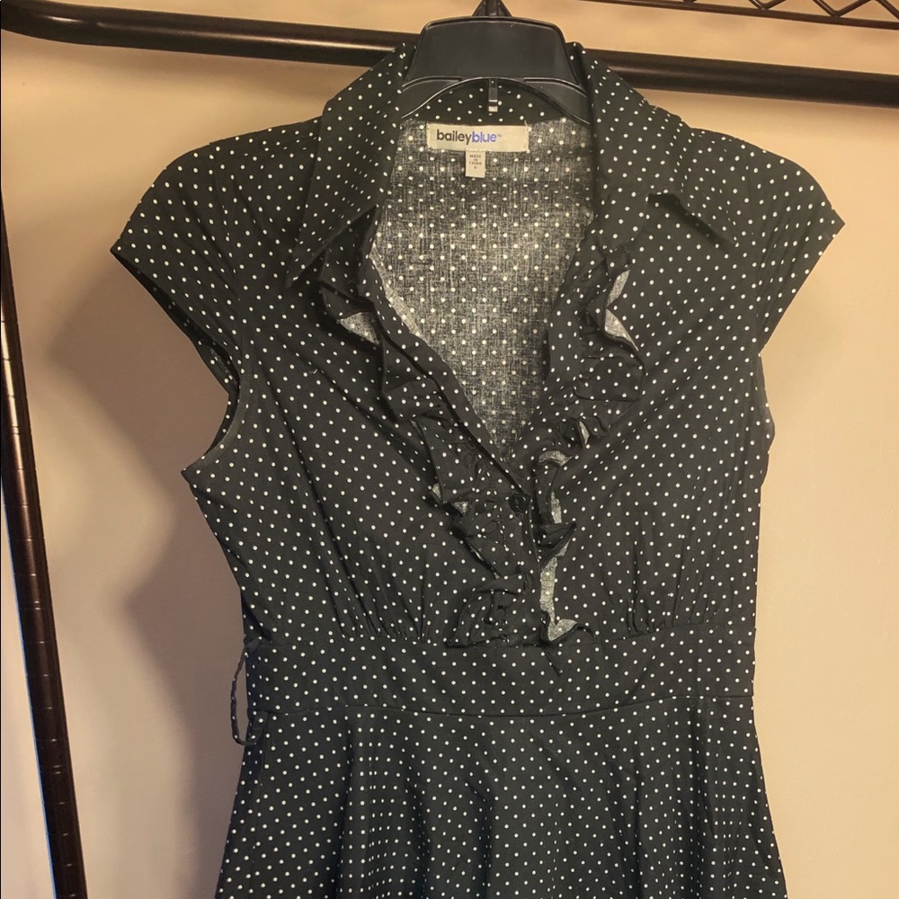 Vintage inspired black and white polka dot dresss